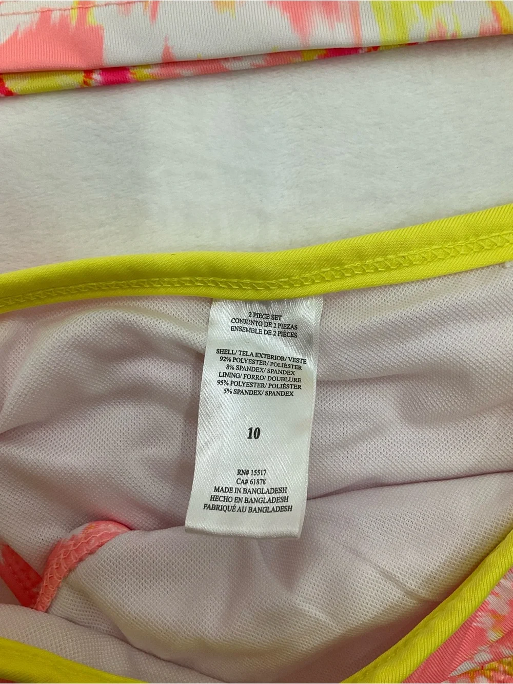 Kids Pink & Yellow Heart Tie-Dye Rash Guard Bikini Set